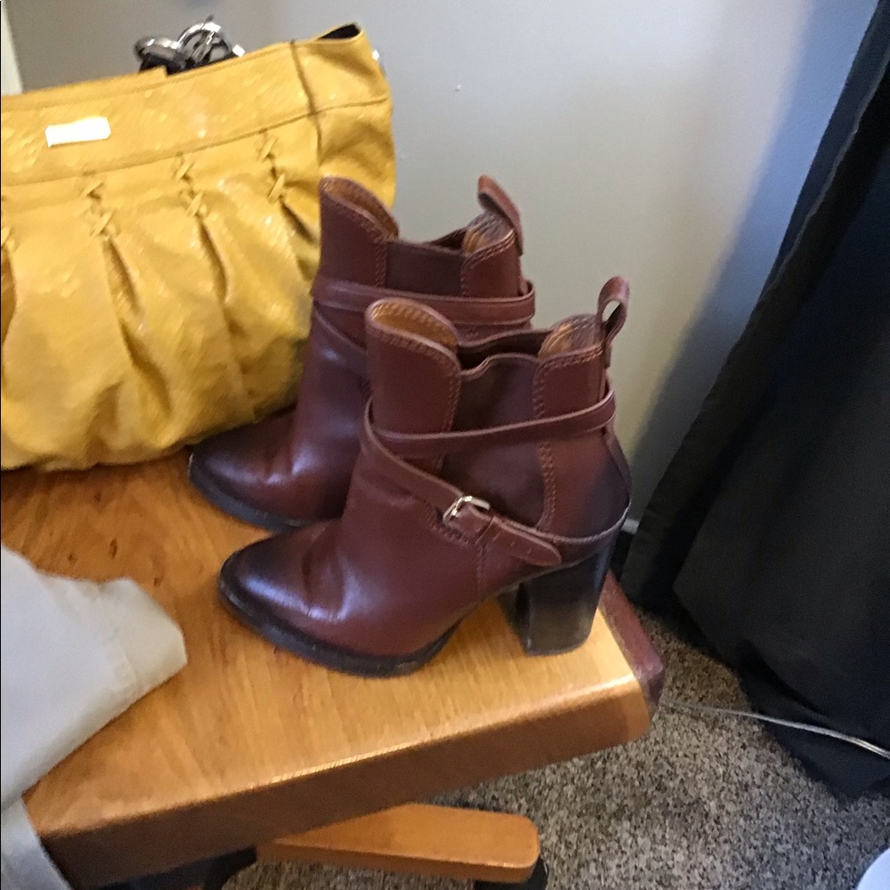 Brown Leather Boots with Buckle
